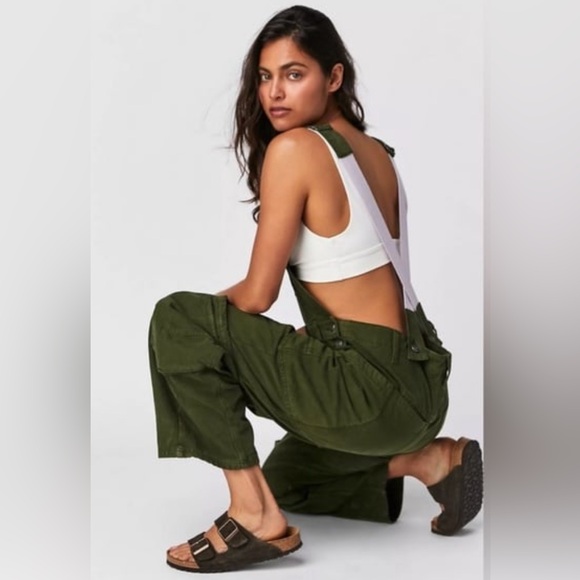 Free People Rayna Carpenter LIGHT BLUE Denim Overalls - Picture 2 of 6